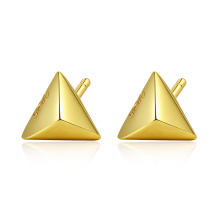 Design 925 Sterling Silver Triangular Pyramid Stud Earrings